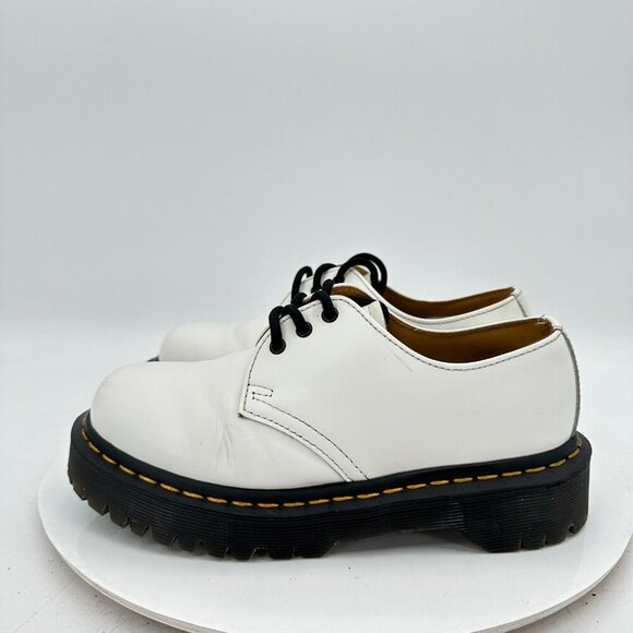 Dr. Martens Women Size 5 1461 Bex White Leather Black Lace Up Platform Shoes - Picture 1 of 11
